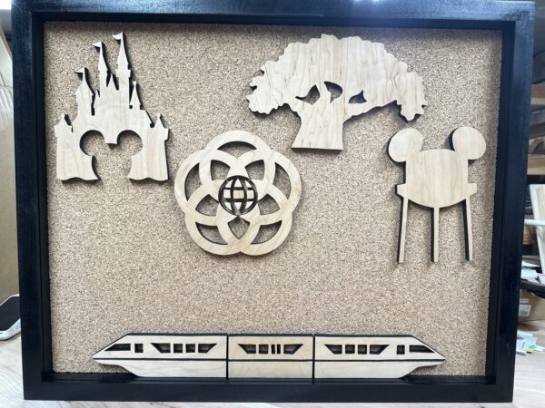 Disney Inspired Park Icon and Monorail Shadowbox