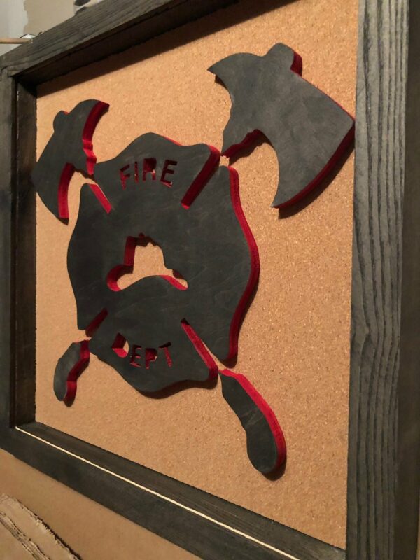 Fire Department Display Shadowbox, Corkboard, Cork Display, medal, award display