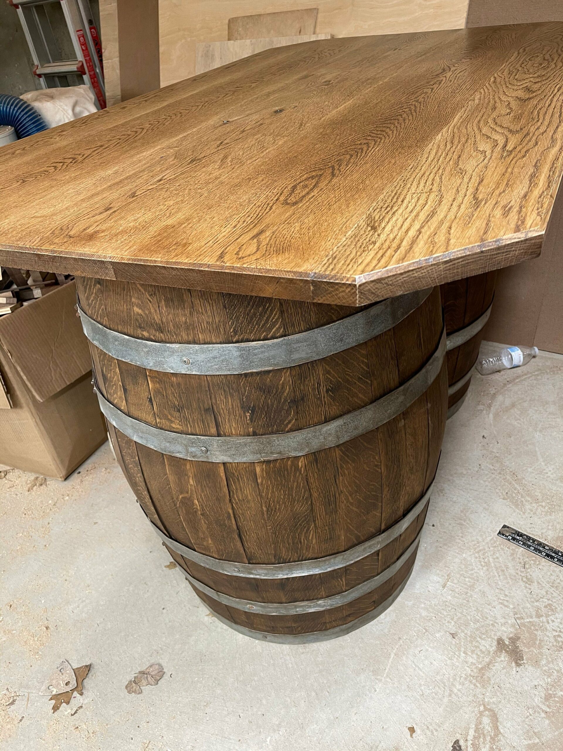 Double Bourbon Barrel Table, dining room, kitchen