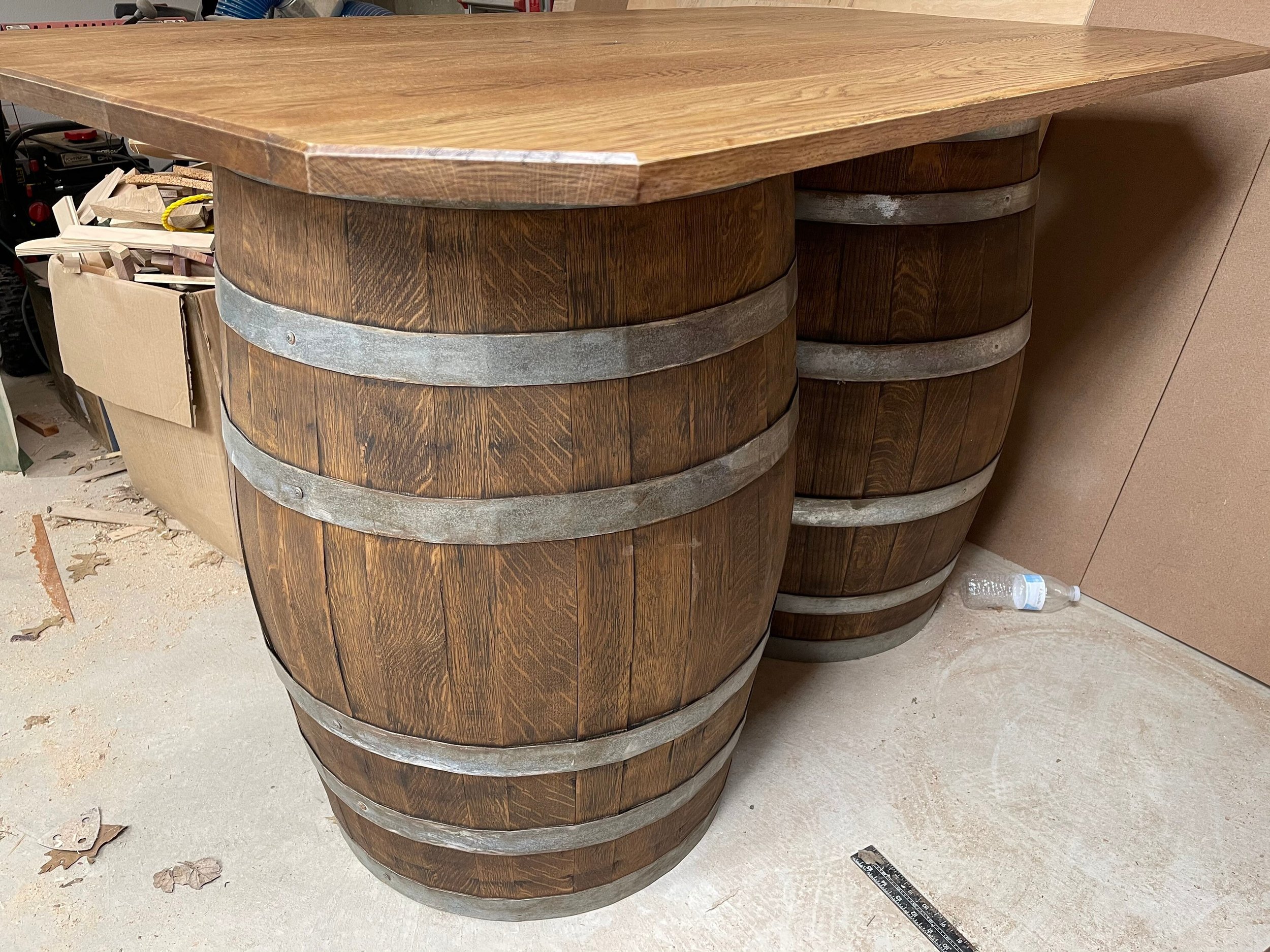 Double Bourbon Barrel Table, dining room, kitchen