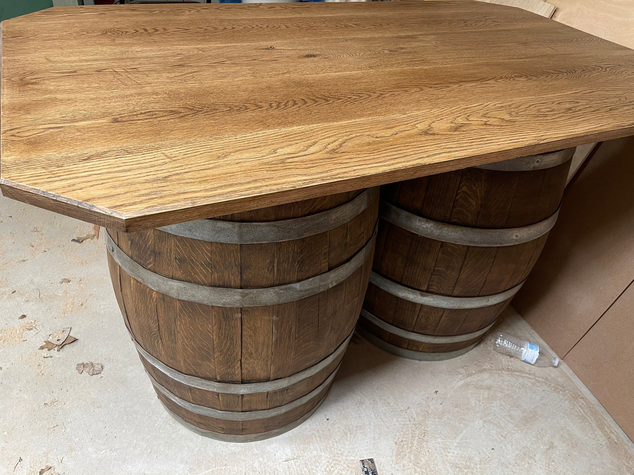 Double Bourbon Barrel Table, dining room, kitchen