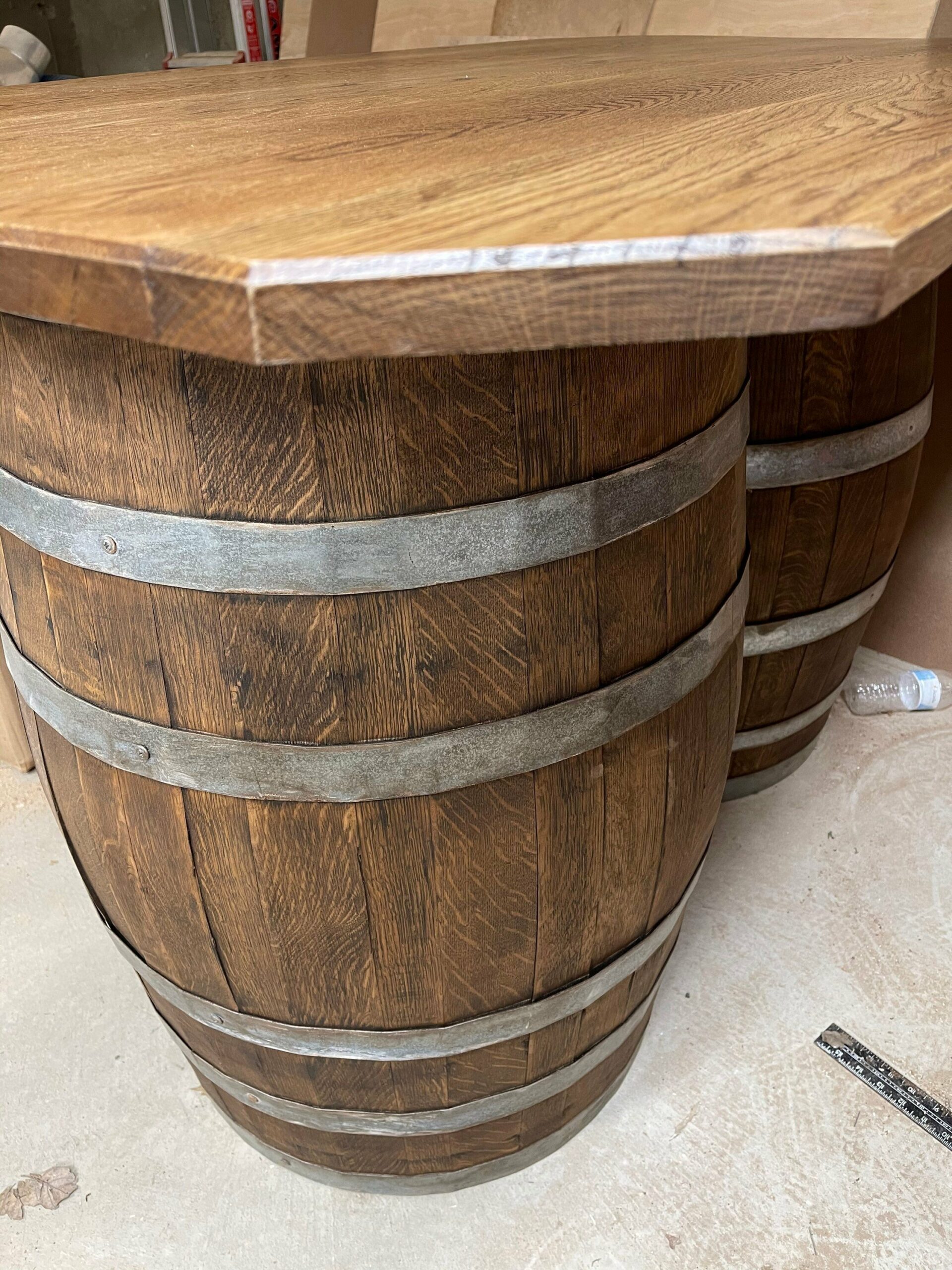 Double Bourbon Barrel Table, dining room, kitchen
