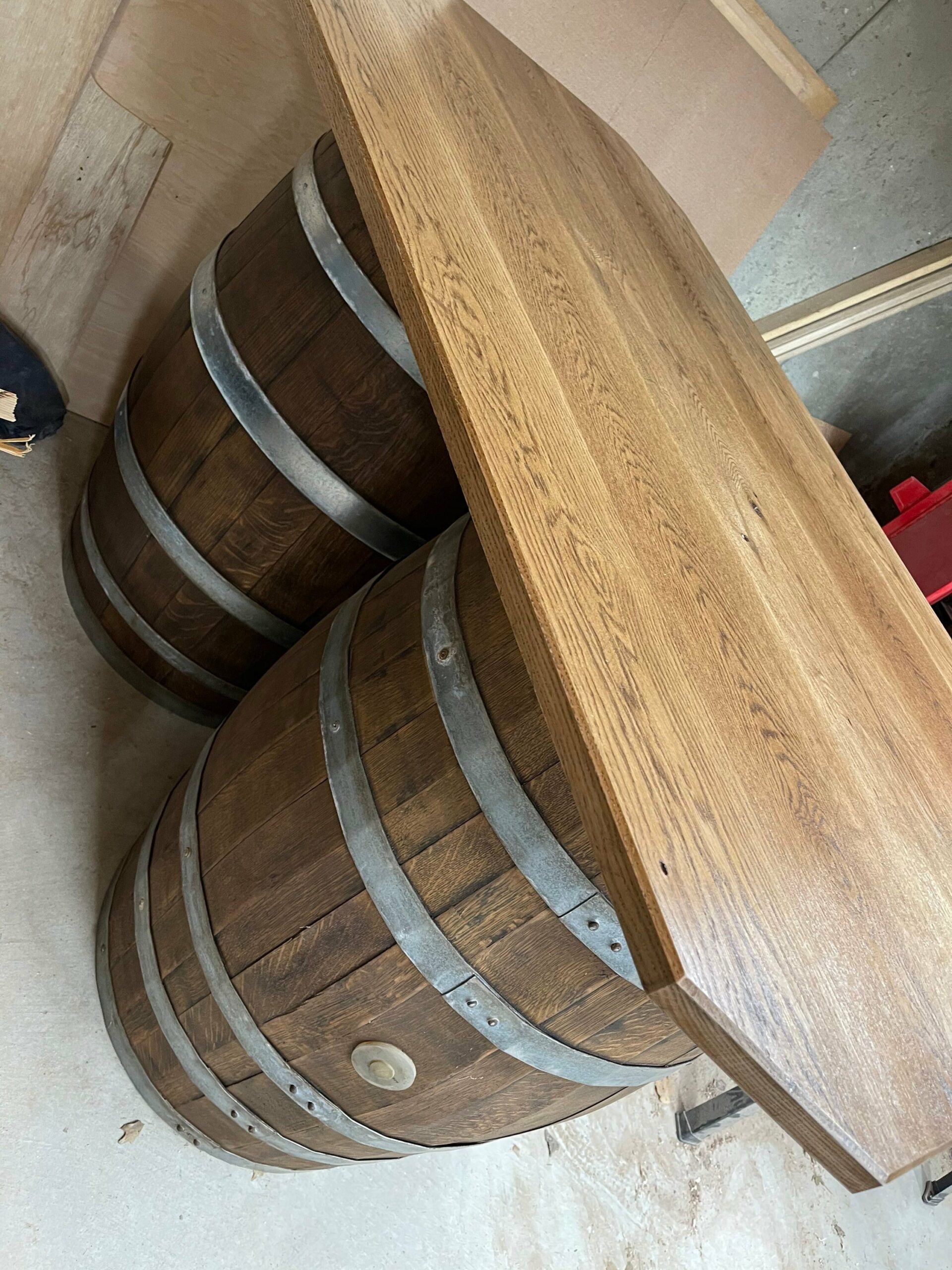 Double Bourbon Barrel Table, dining room, kitchen