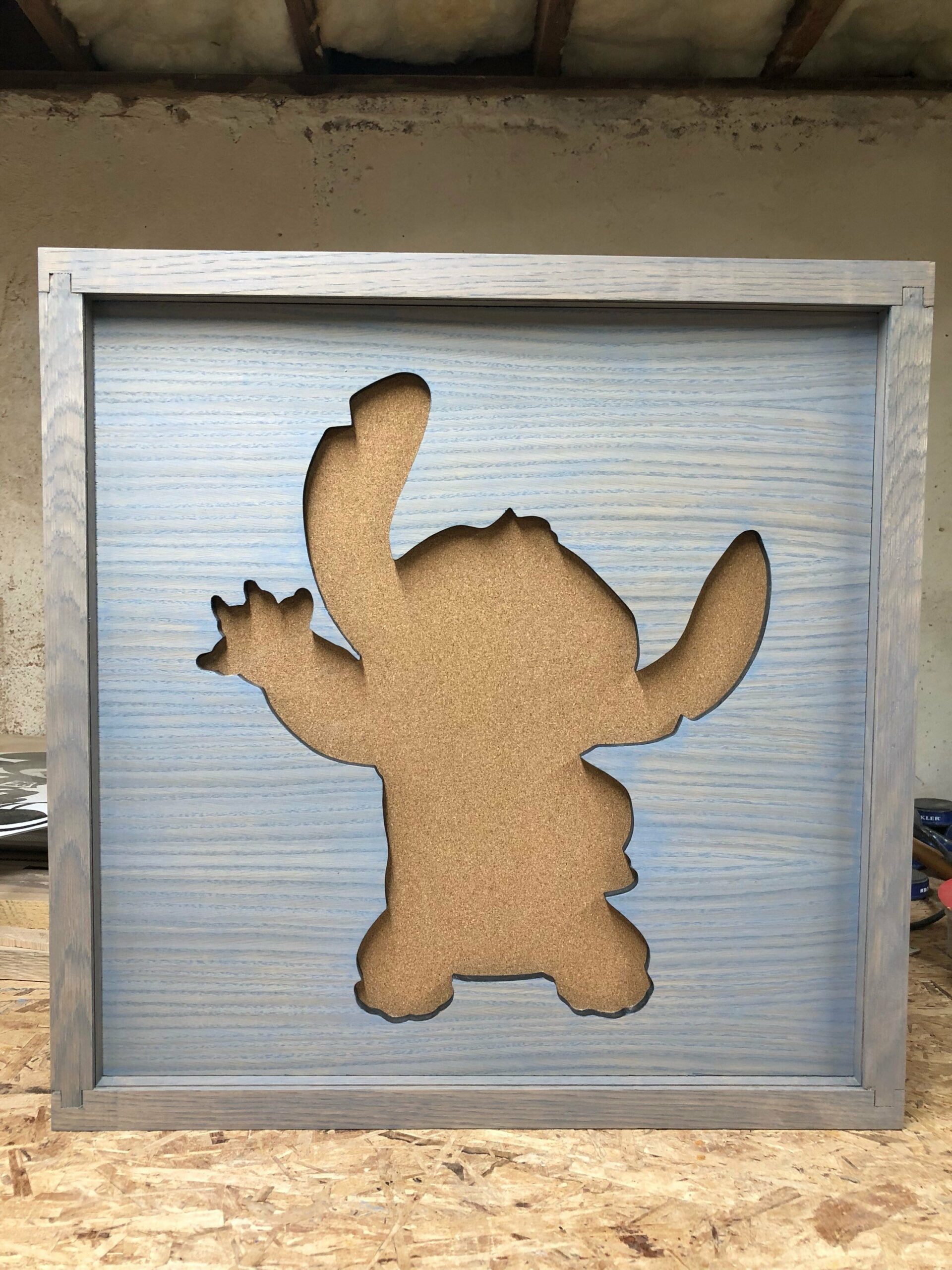 Disney Inspired Pin Display Shadowbox (Stitch - 2), Corkboard, Cork Display