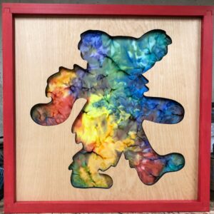 Grateful Dead Inspired Pin Display Shadowbox (Dancing Bear), Corkboard, Cork Display, Deadhead