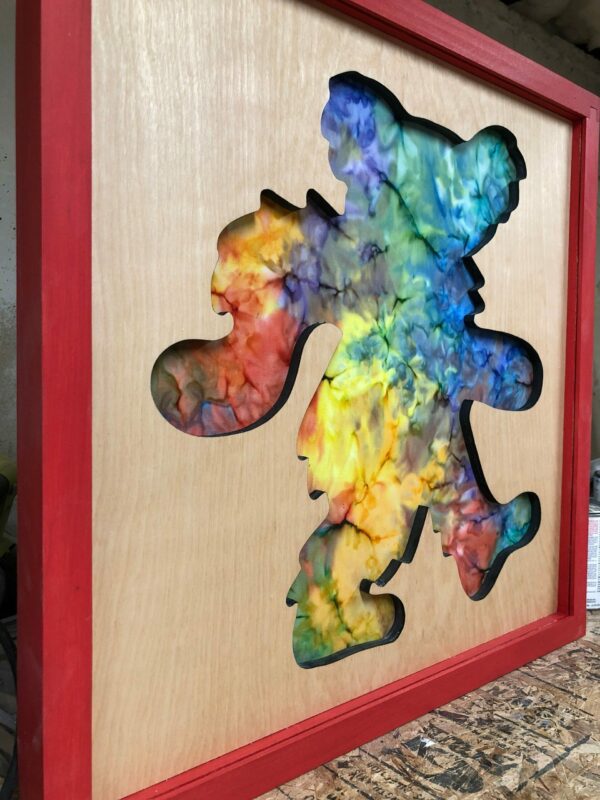 Grateful Dead Inspired Pin Display Shadowbox (Dancing Bear), Corkboard, Cork Display, Deadhead