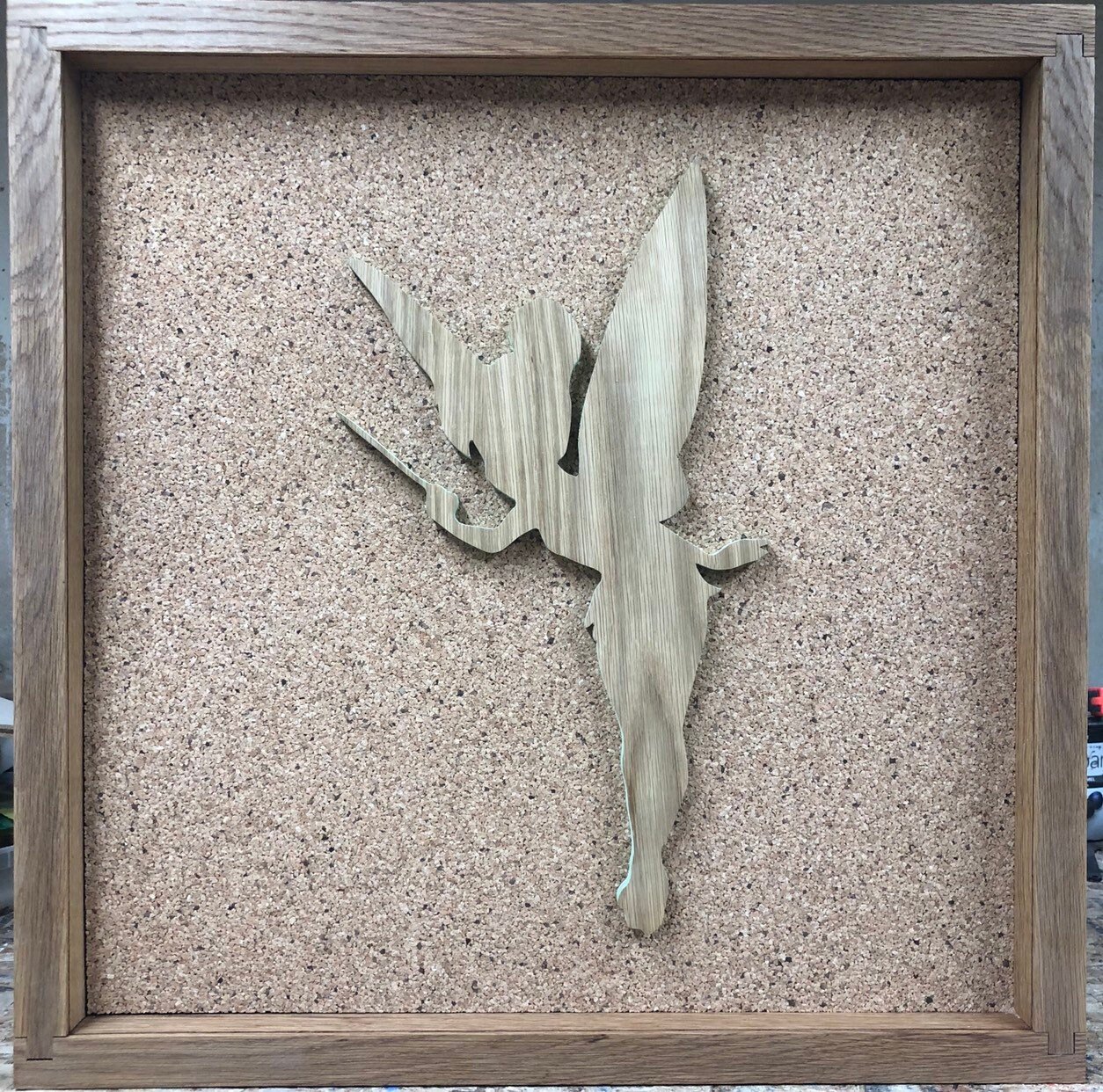 Disney Inspired Pin Display Shadowbox (Tinkerbell reverse), Corkboard, Cork Display