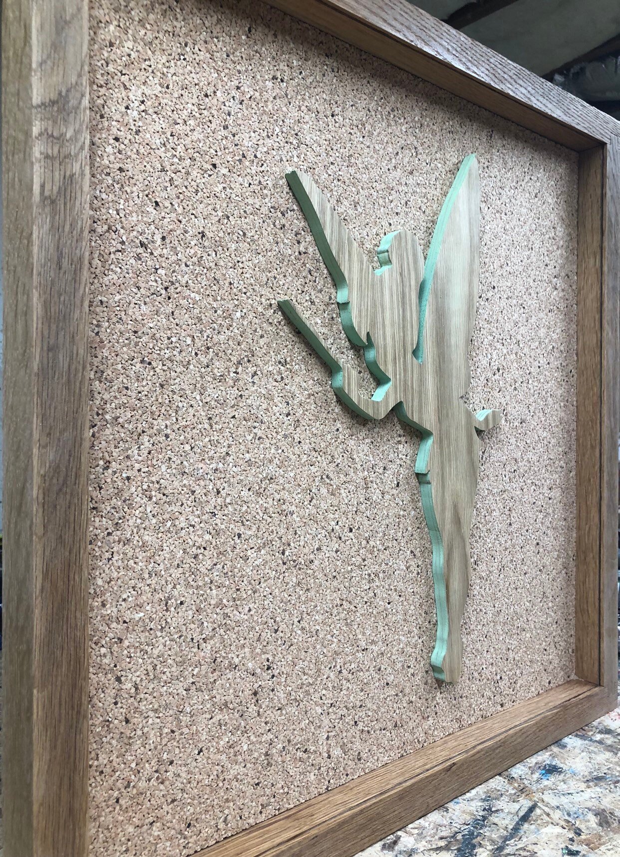 Disney Inspired Pin Display Shadowbox (Tinkerbell reverse), Corkboard, Cork Display