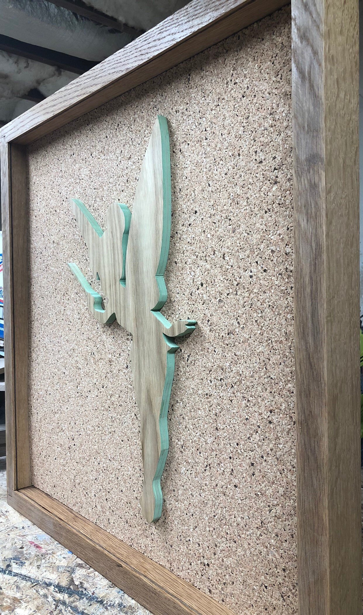 Disney Inspired Pin Display Shadowbox (Tinkerbell reverse), Corkboard, Cork Display