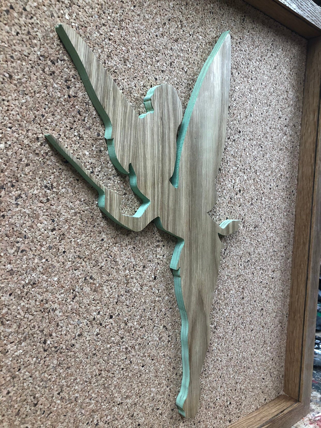 Disney Inspired Pin Display Shadowbox (Tinkerbell reverse), Corkboard, Cork Display