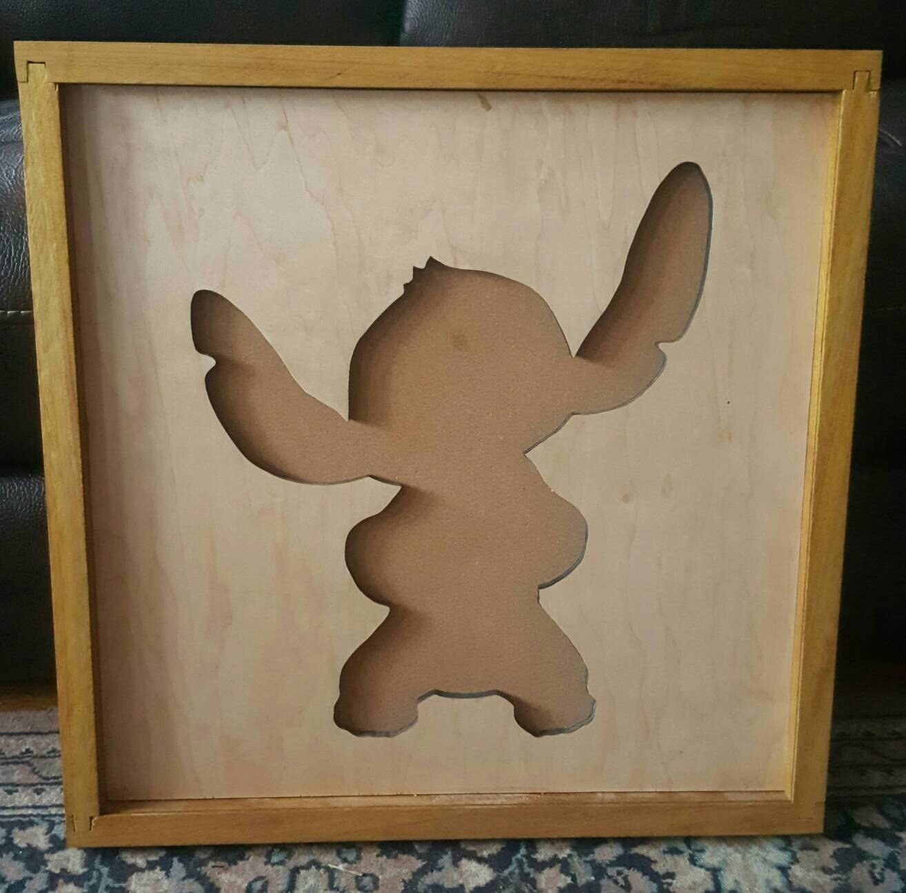 Disney Inspired Pin Display Shadowbox (Stitch - 1), Corkboard, Cork Display