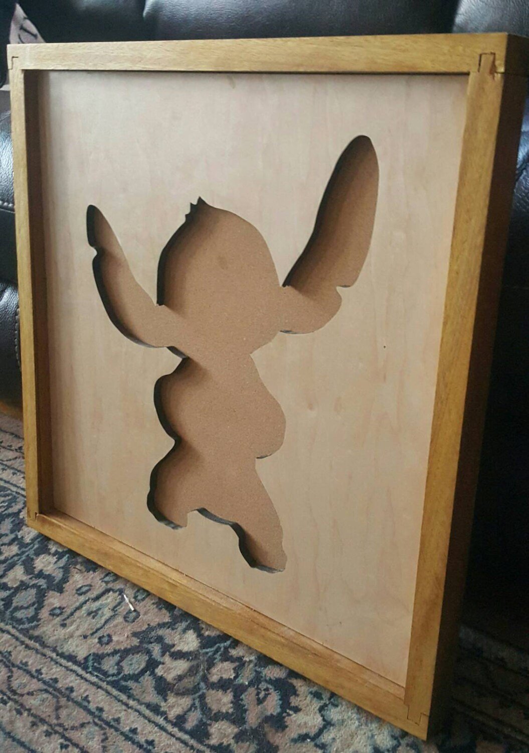 Disney Inspired Pin Display Shadowbox (Stitch - 1), Corkboard, Cork Display