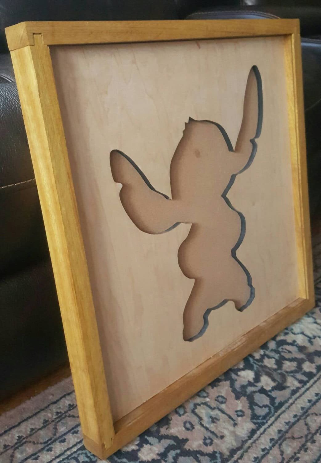 Disney Inspired Pin Display Shadowbox (Stitch - 1), Corkboard, Cork Display