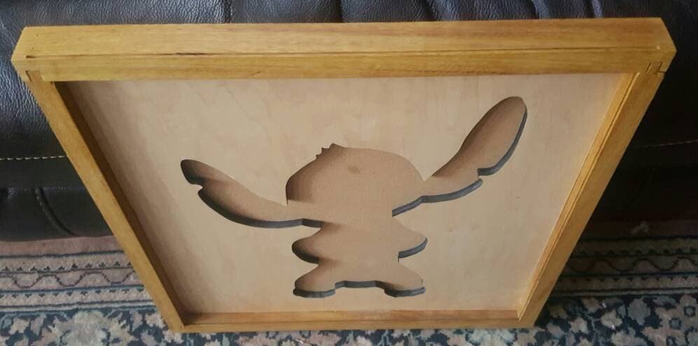 Disney Inspired Pin Display Shadowbox (Stitch - 1), Corkboard, Cork Display
