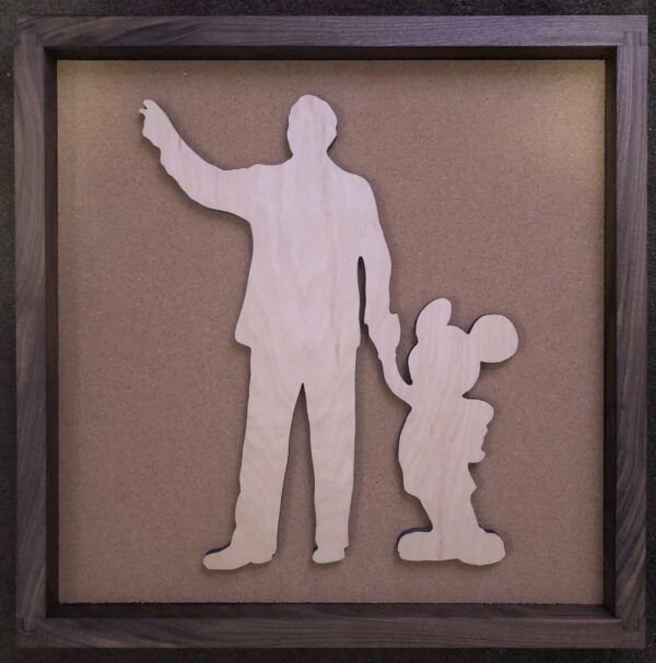 Disney Inspired Pin Display Shadowbox (Walt & Mickey reverse), Corkboard, Cork Display