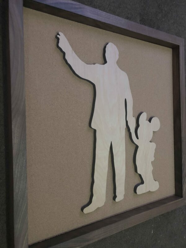 Disney Inspired Pin Display Shadowbox (Walt & Mickey reverse), Corkboard, Cork Display