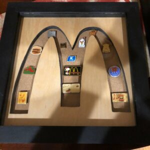 McDonalds Inspired Pin Display Shadowbox (Golden Arches), Corkboard, Cork Display