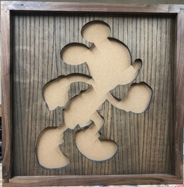 Disney Inspired Pin Display Shadowbox (Running Mickey)(Run Disney), Corkboard, Cork Display
