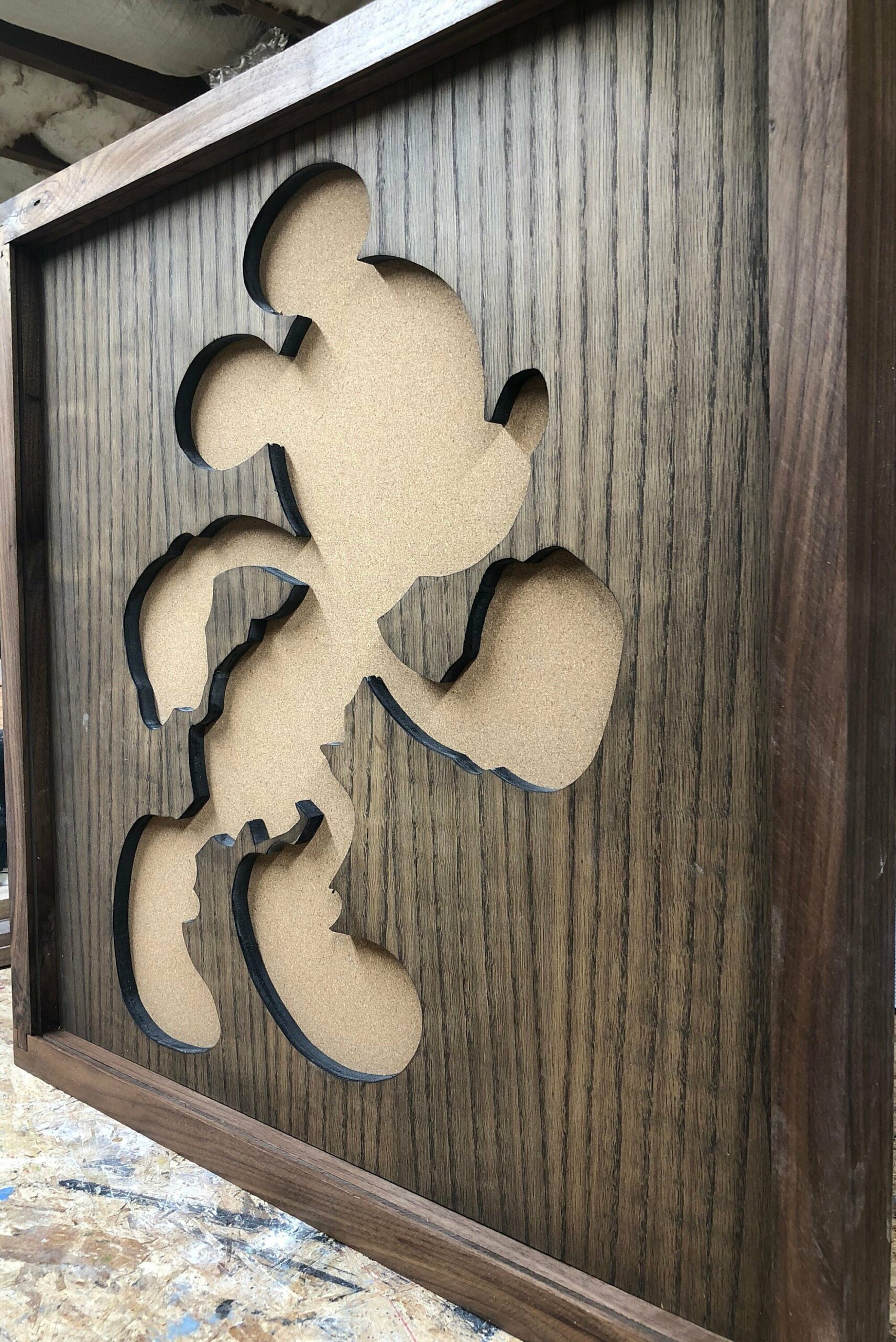 Disney Inspired Pin Display Shadowbox (Running Mickey)(Run Disney), Corkboard, Cork Display