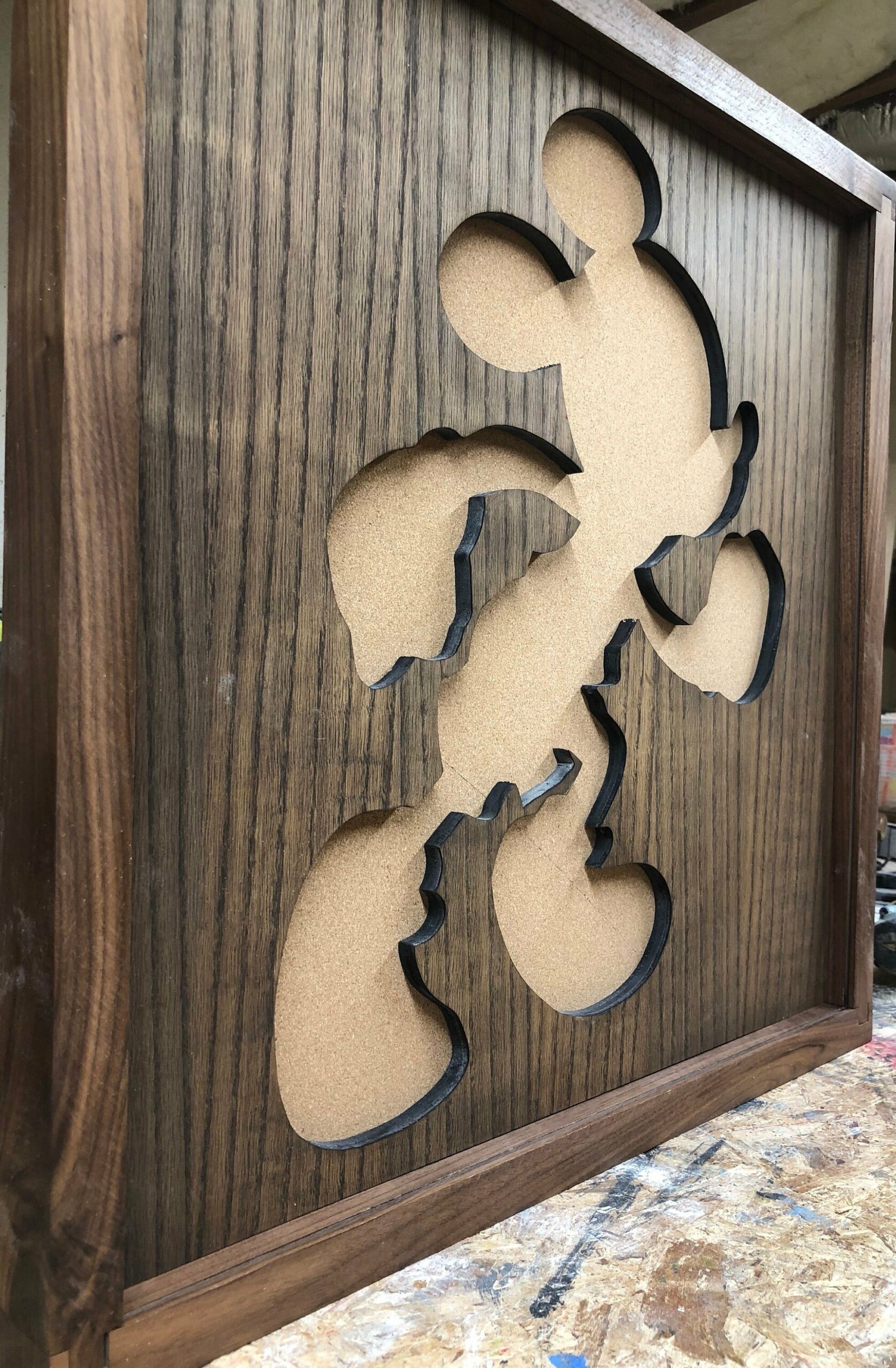 Disney Inspired Pin Display Shadowbox (Running Mickey)(Run Disney), Corkboard, Cork Display