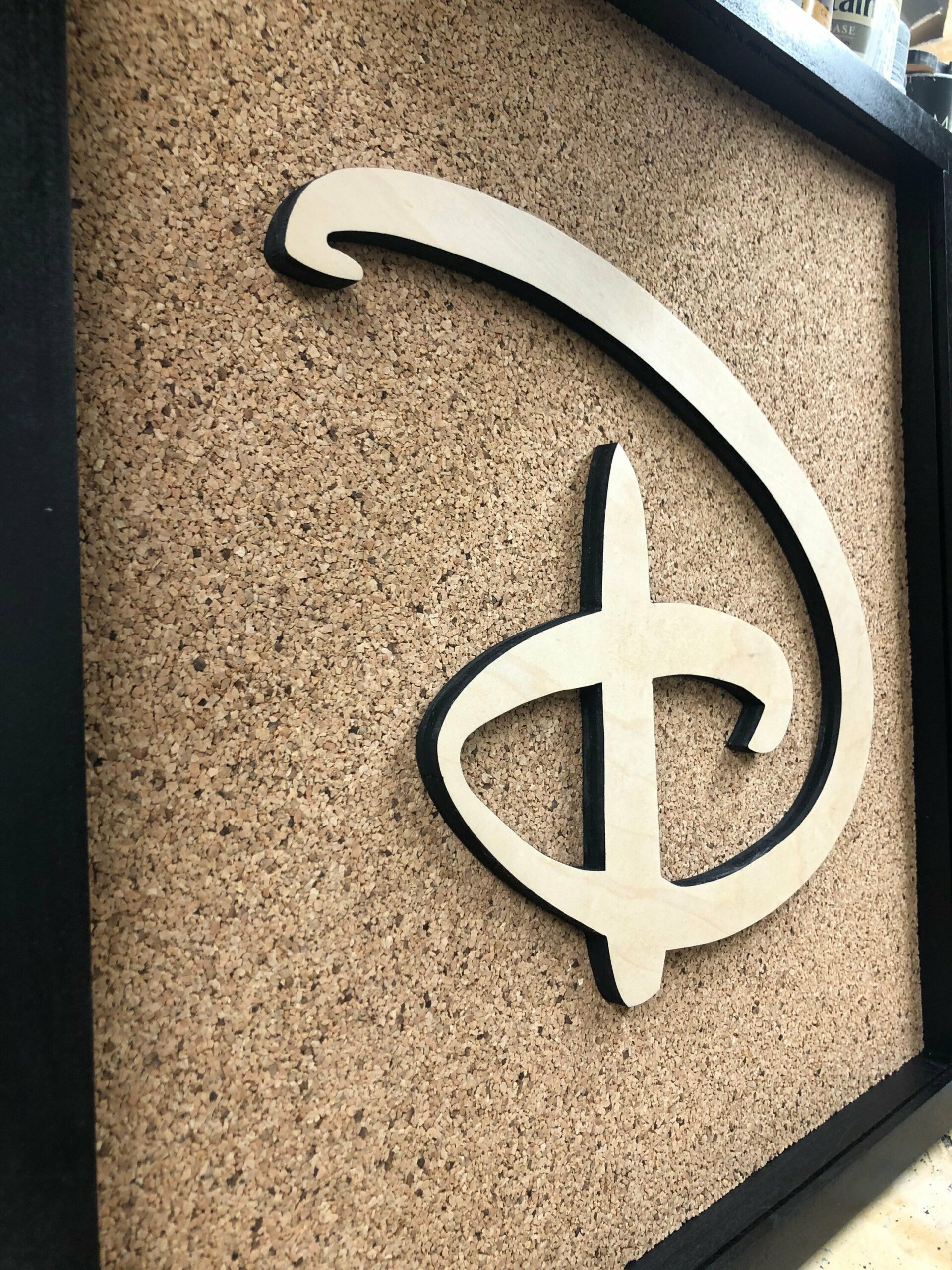 Disney Inspired Pin Display Shadowbox (Walt Disney “D”), Corkboard, Cork Display