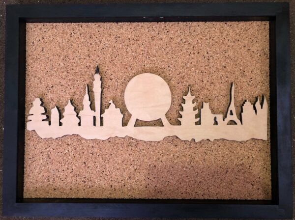 Disney Inspired Pin Display Shadowbox (Epcot)(World Showcase), Corkboard, Cork Display