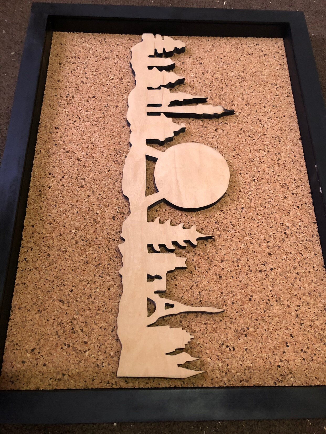 Disney Inspired Pin Display Shadowbox (Epcot)(World Showcase), Corkboard, Cork Display