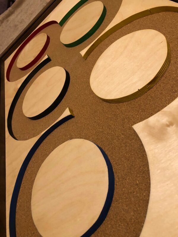 Olympics Inspired Pin Display Shadowbox (Olympic Rings), Corkboard, Cork Display