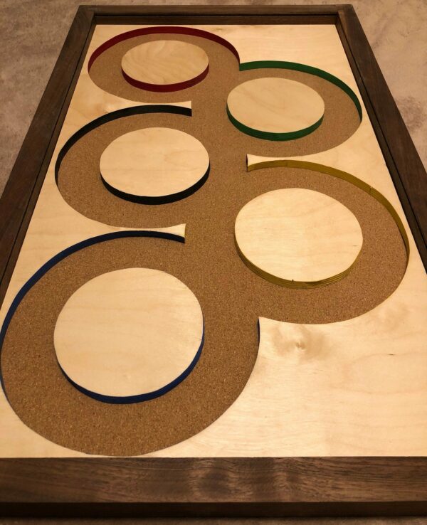 Olympics Inspired Pin Display Shadowbox (Olympic Rings), Corkboard, Cork Display