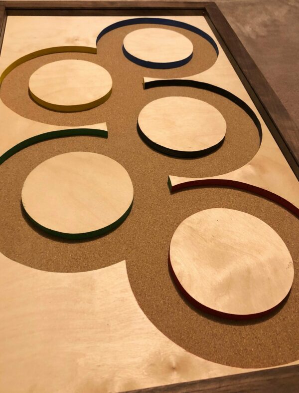 Olympics Inspired Pin Display Shadowbox (Olympic Rings), Corkboard, Cork Display