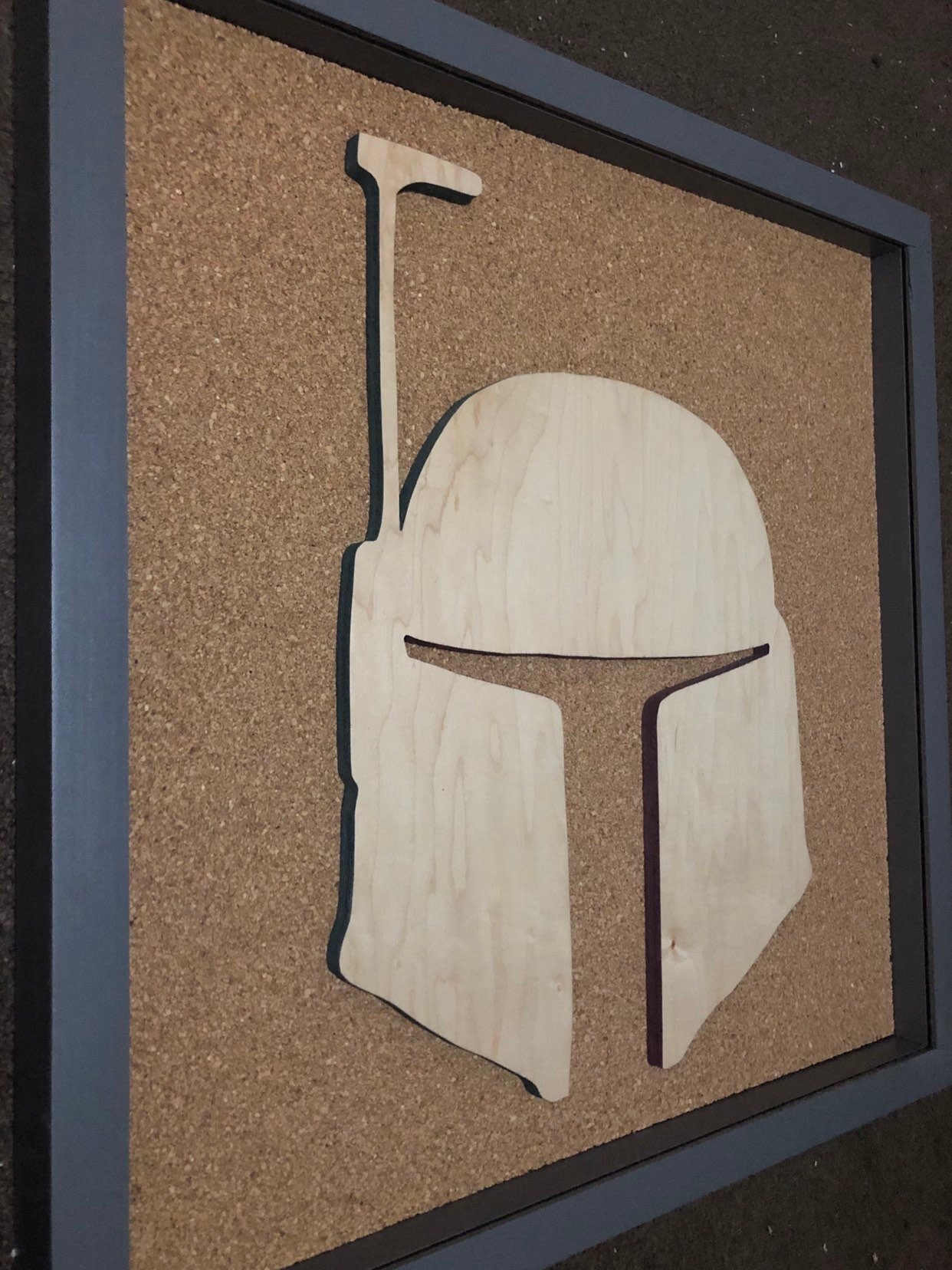 Disney Inspired Star Wars Pin Display Shadowbox (Mandalorian), Corkboard, Cork Display