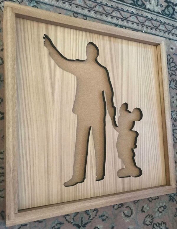 Disney Inspired Pin Display Shadowbox (Walt & Mickey), Corkboard, Cork Display