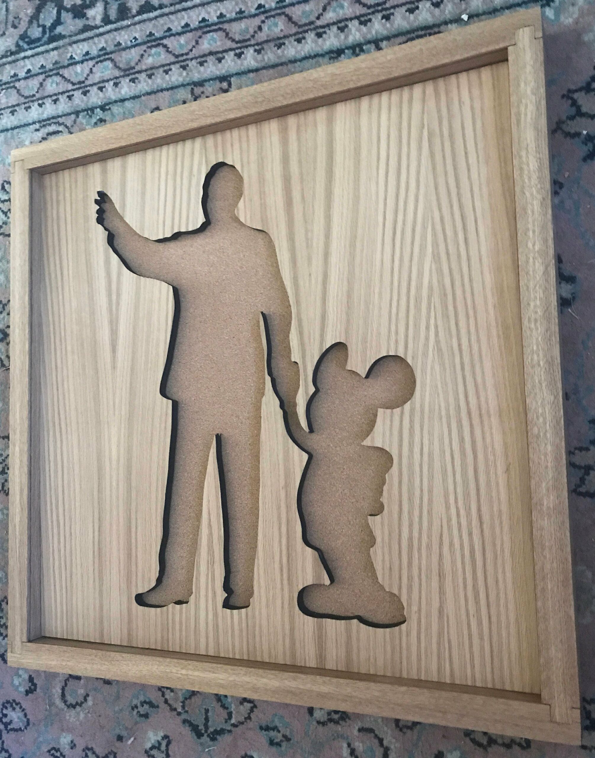 Disney Inspired Pin Display Shadowbox (Walt & Mickey), Corkboard, Cork Display