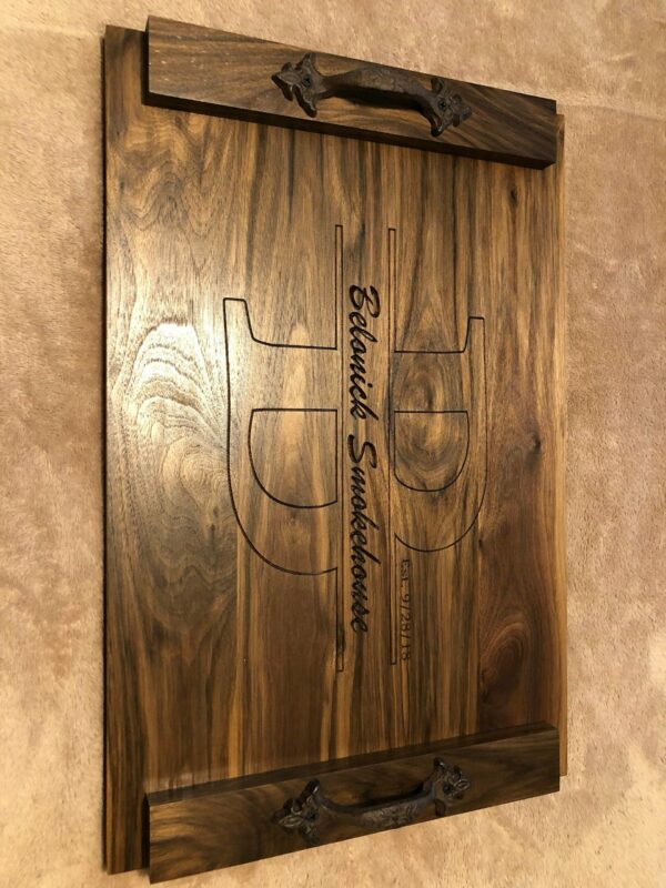 Handmade hardwood engraved serving tray, charcuterie, bbq, serve