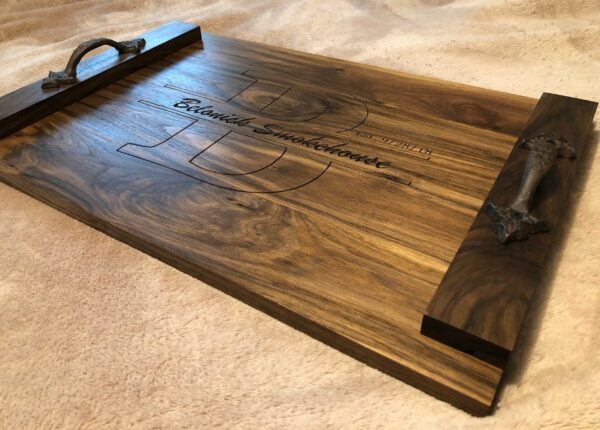 Handmade hardwood engraved serving tray, charcuterie, bbq, serve