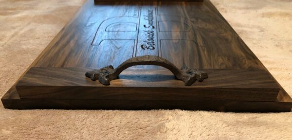 Handmade hardwood engraved serving tray, charcuterie, bbq, serve