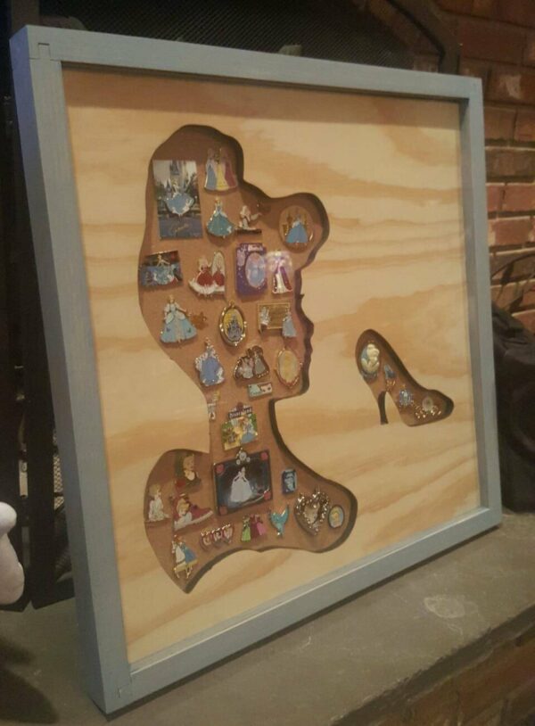 Disney Inspired Pin Display Shadowbox (Cinderella), Corkboard, Cork Display