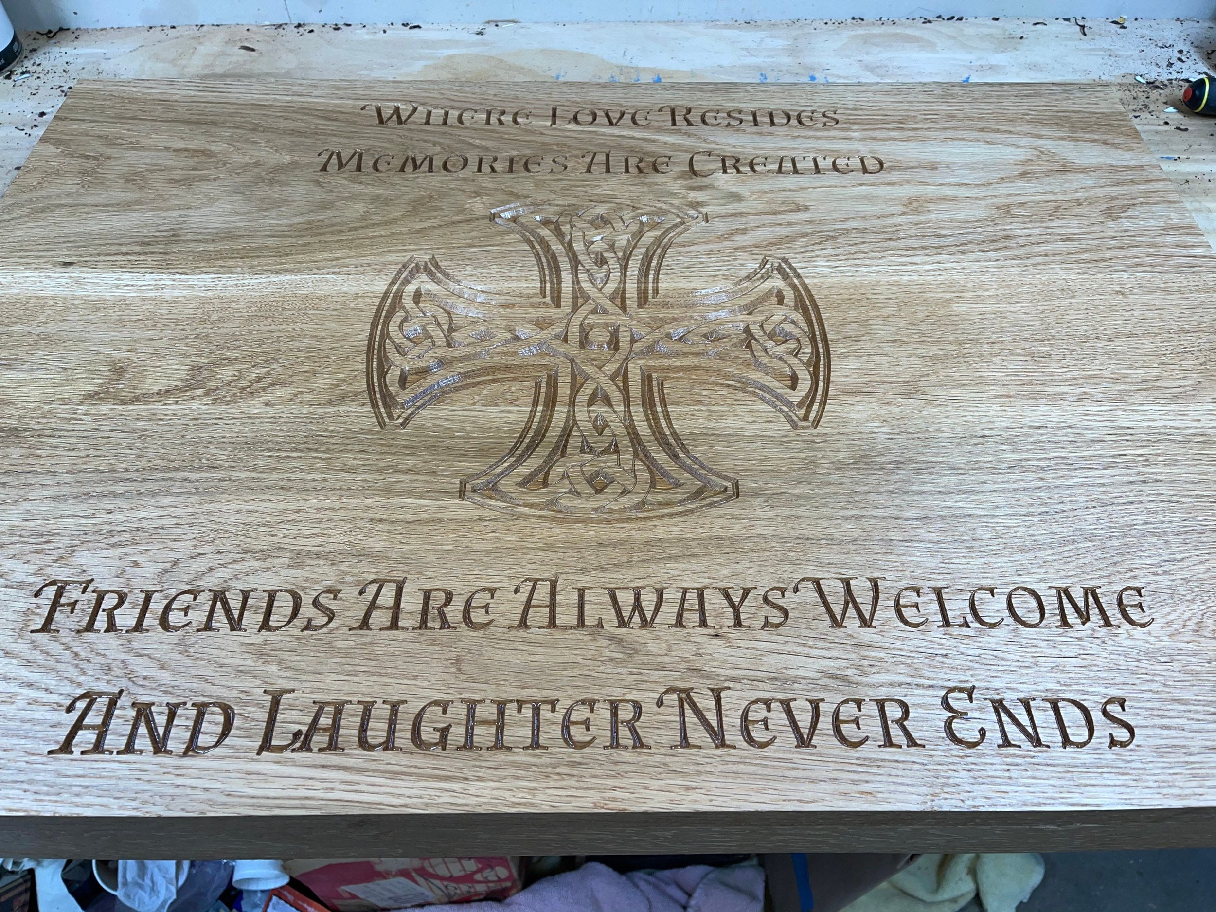 Handmade hardwood engraved stove cover/noodle board