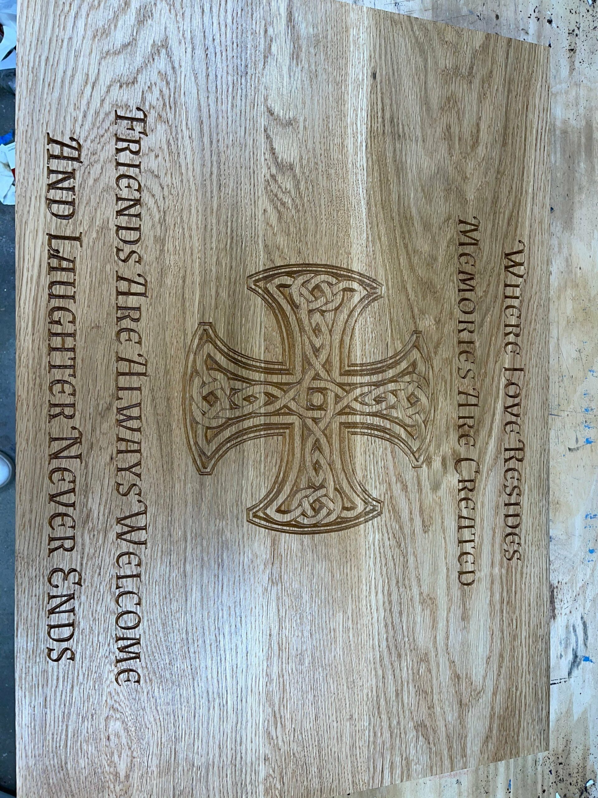 Handmade hardwood engraved stove cover/noodle board