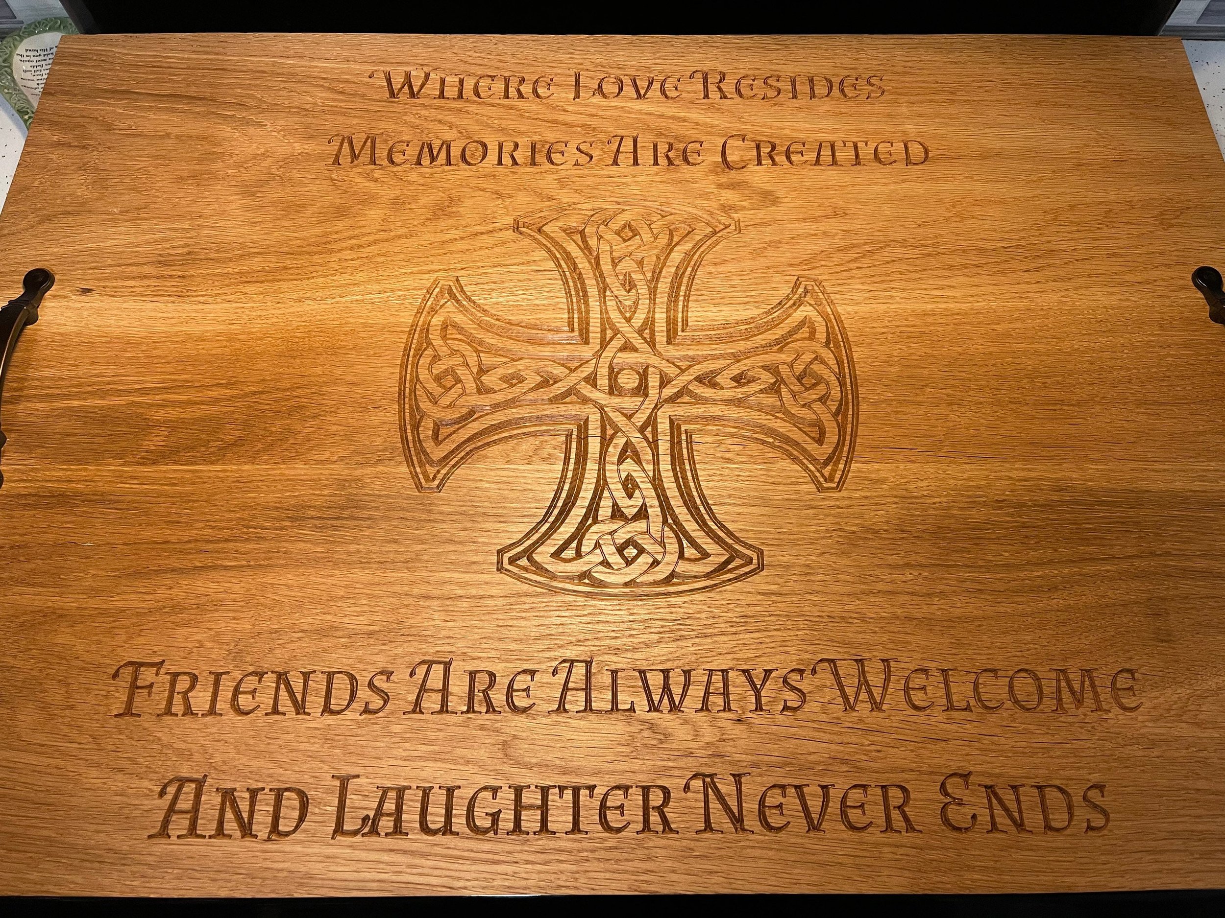 Handmade hardwood engraved stove cover/noodle board