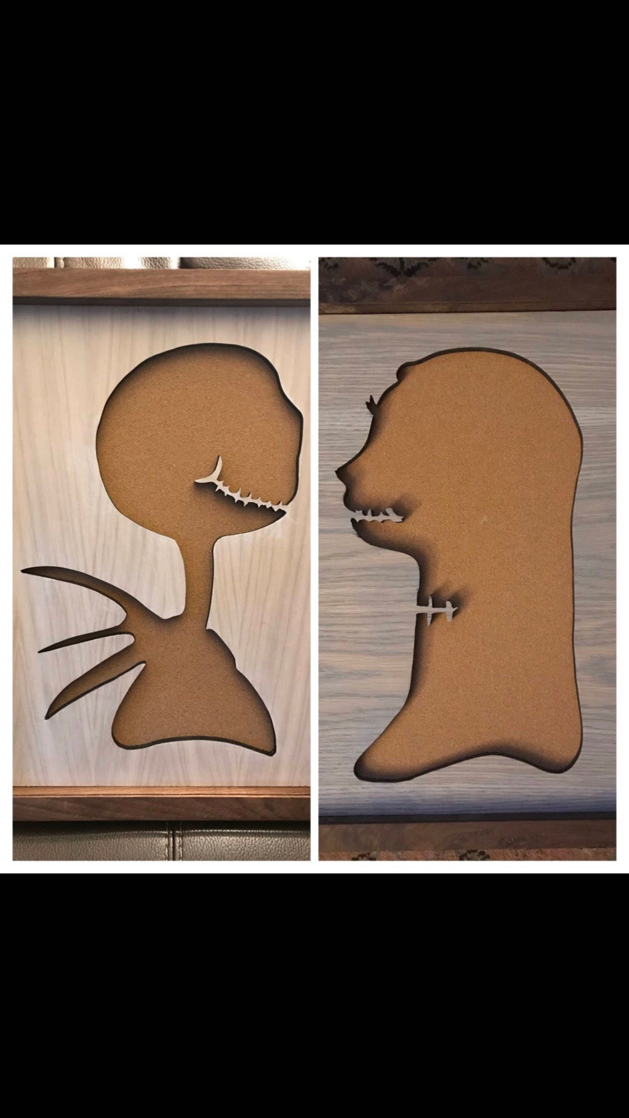 Disney Inspired Nightmare Before Christmas Pin Display Shadowbox (Jack Skellington and Sally), Corkboard, Cork Display