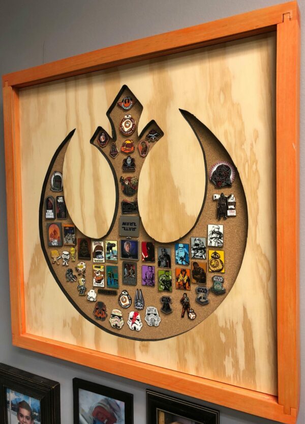 Disney Inspired Star Wars Pin Display Shadowbox (Rebel Symbol), Corkboard, Cork Display