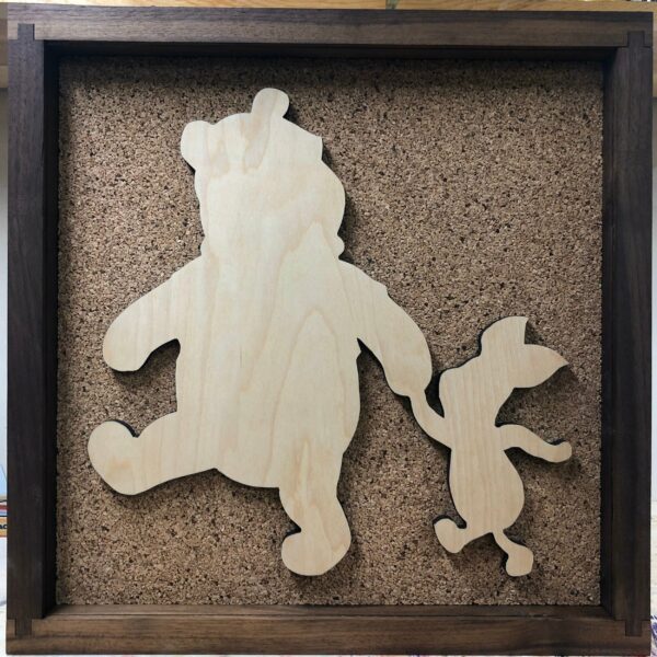 Disney Inspired Pin Display Shadowbox (Pooh and Piglet), Corkboard, Cork Display