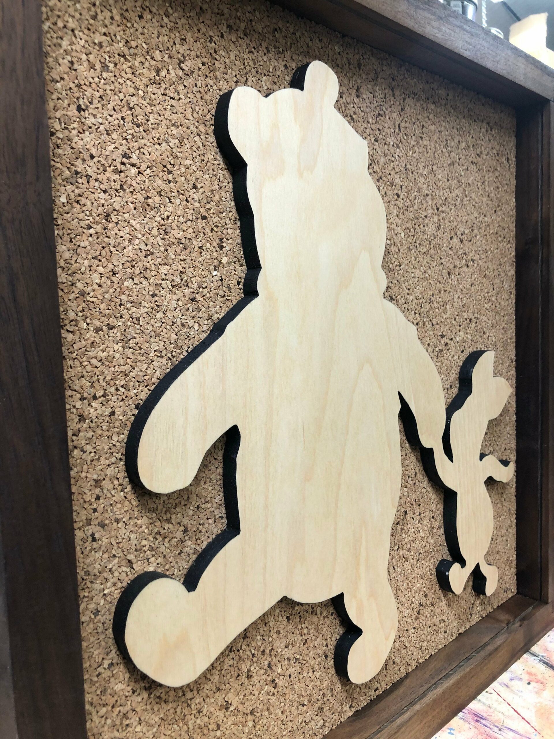 Disney Inspired Pin Display Shadowbox (Pooh and Piglet), Corkboard, Cork Display