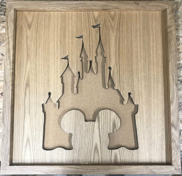 Disney Inspired Pin Display Shadowbox (Disney Cinderella Castle), Corkboard, Cork Display