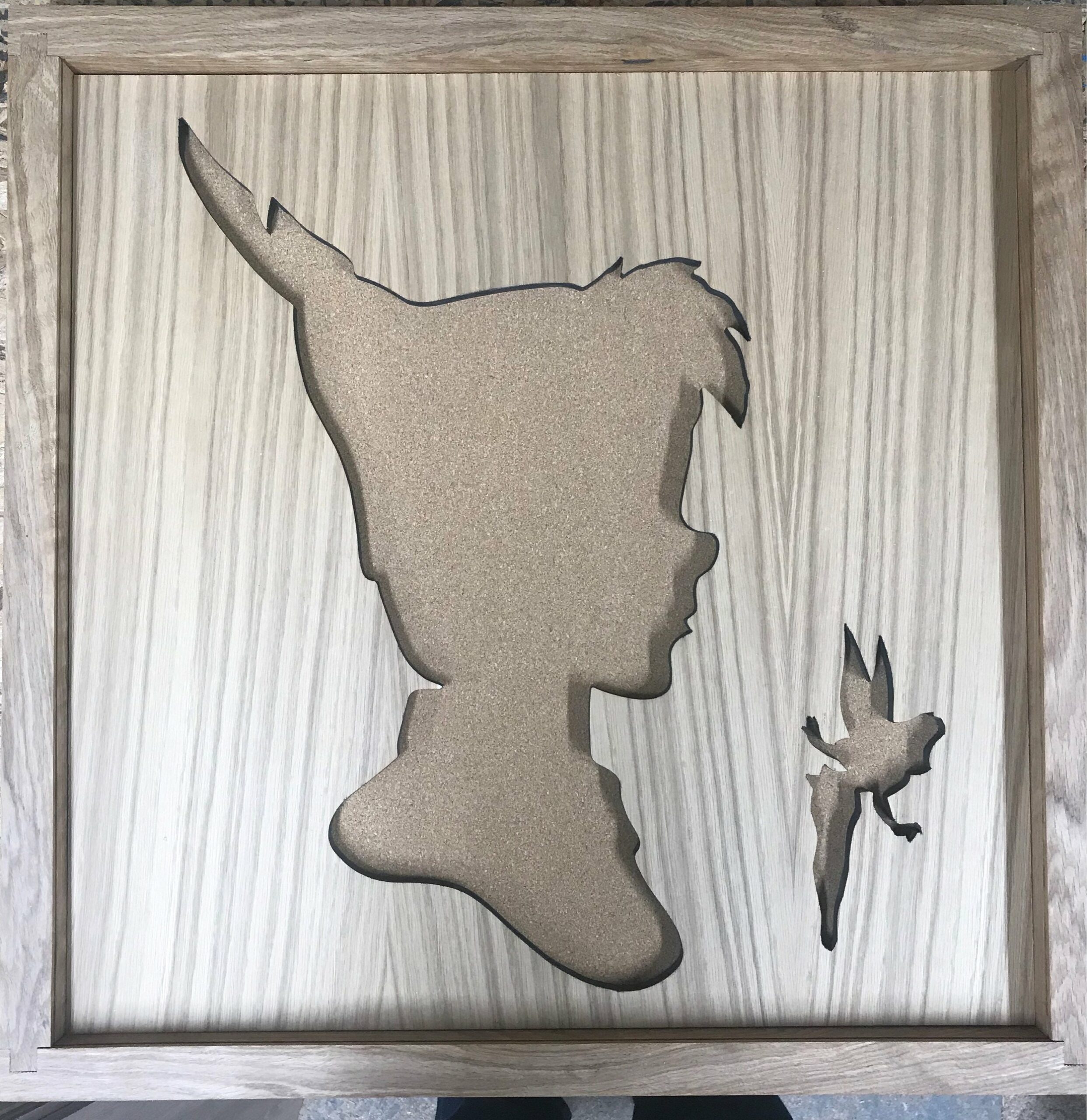 Disney Inspired Pin Display Shadowbox (Peter Pan and Tinkerbell), Corkboard, Cork Display