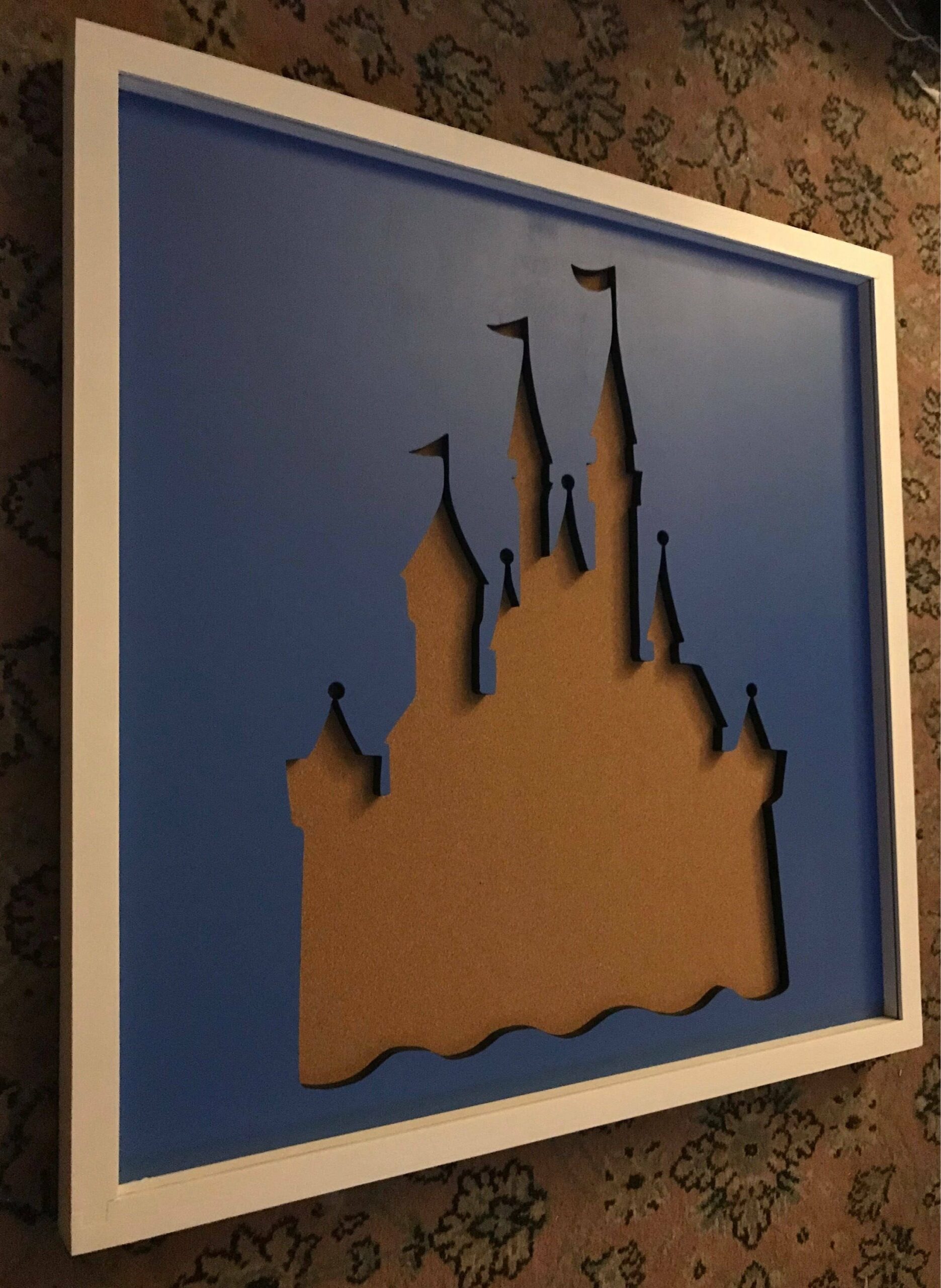 Disney Inspired Pin Display Shadowbox (Disney Cinderella Castle), Corkboard, Cork Display