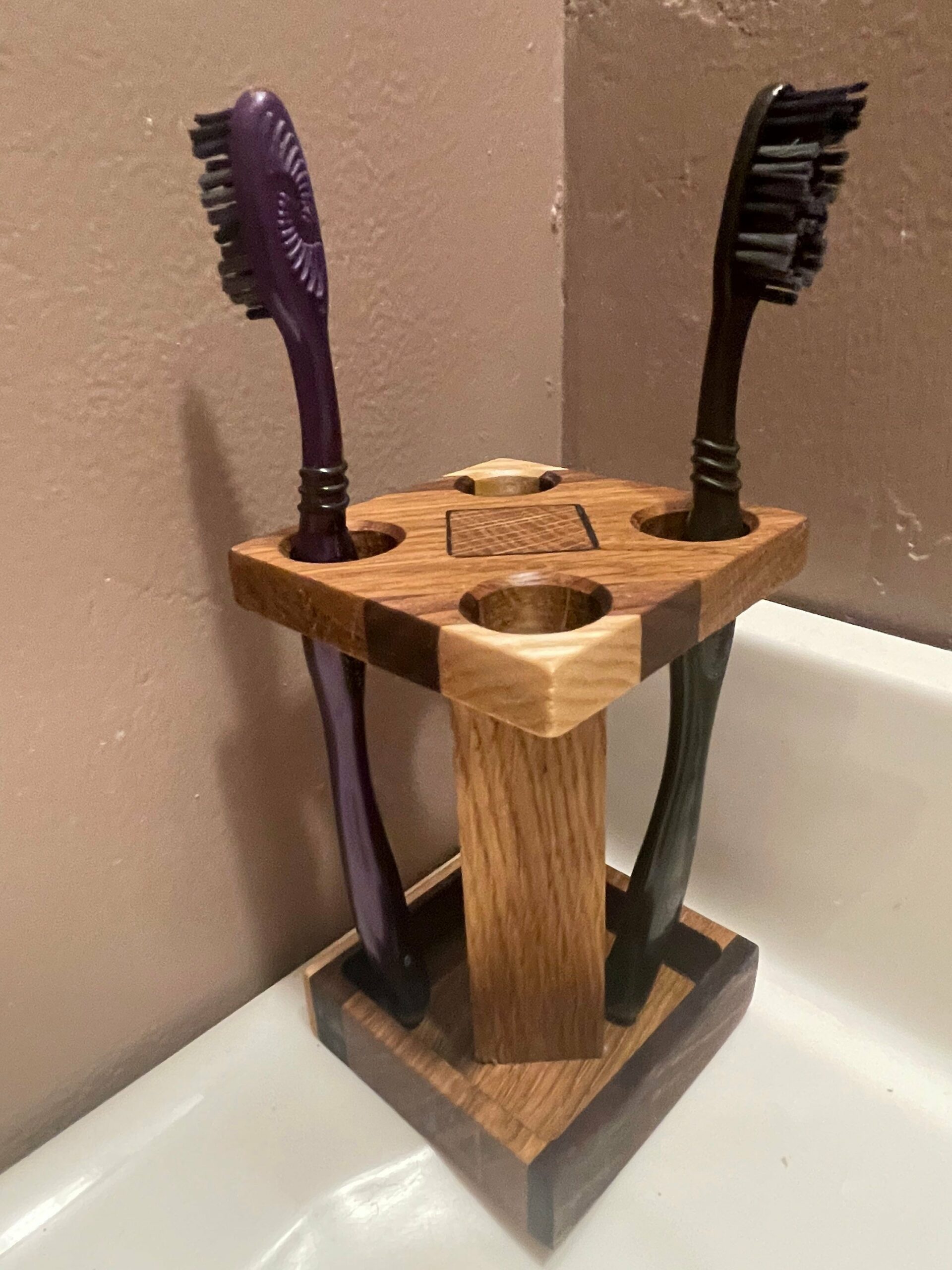Solid wood Handcrafted Toothbrush Holder, bathroom, sink