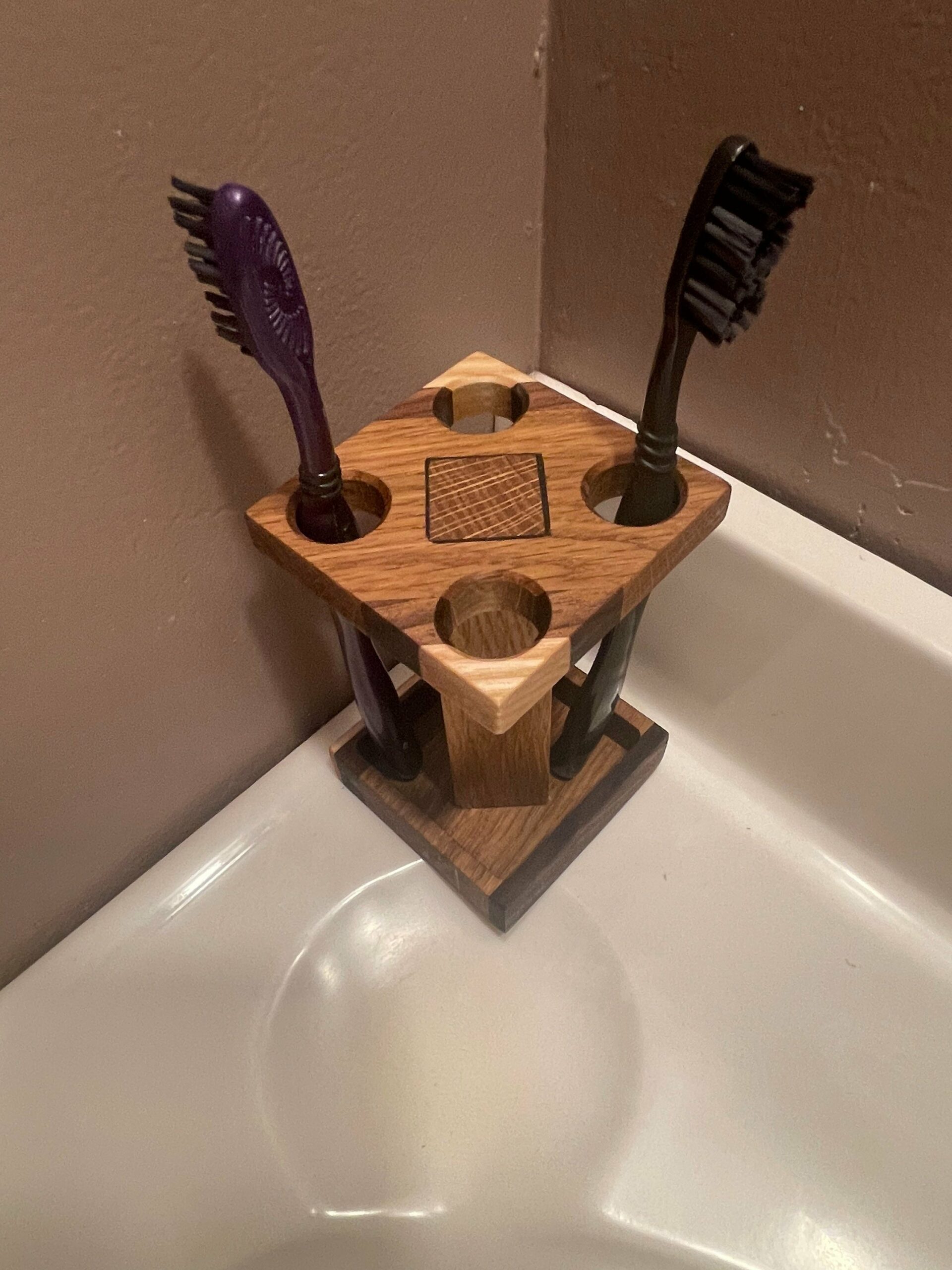 Solid wood Handcrafted Toothbrush Holder, bathroom, sink
