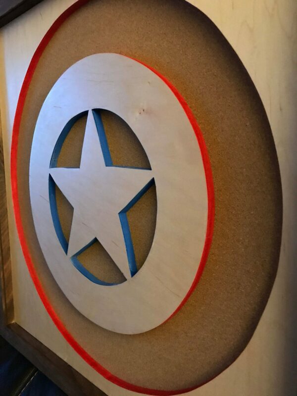 Disney Marvel Inspired Pin Display Shadowbox (Captain America Shield), Corkboard, Cork Display